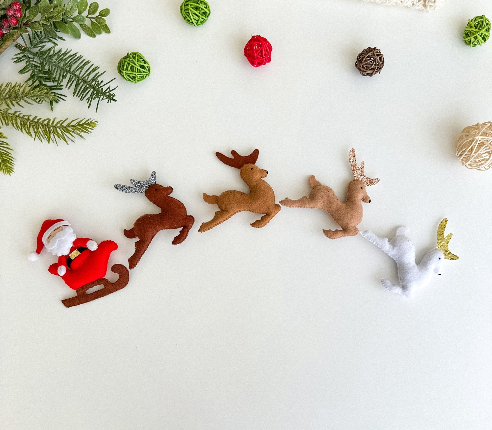 Christmas Ornaments Santa And Deers - WoollyFox