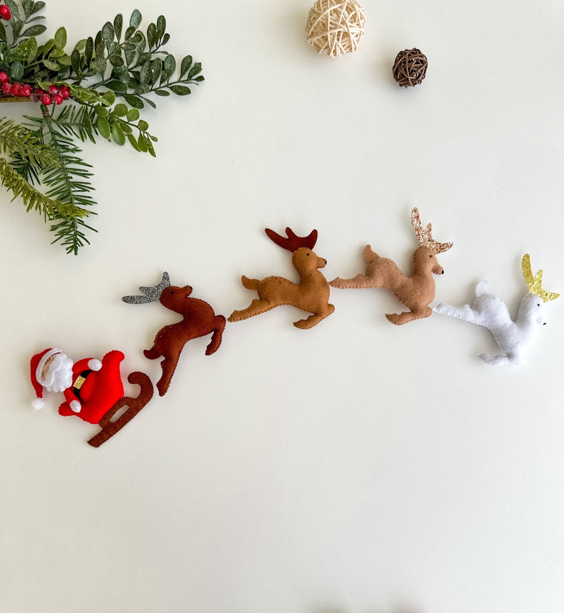 Christmas Ornaments Santa And Deers - WoollyFox