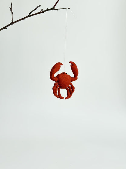 Crab Felt Ornament | Handmade Felt Toy | Ocean Animal Decor - WoollyFox