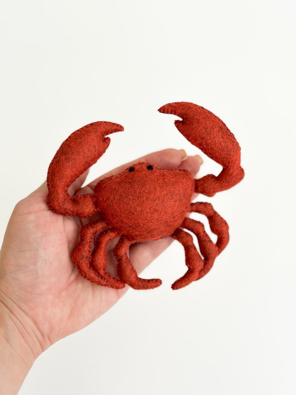 Crab Felt Ornament | Handmade Felt Toy | Ocean Animal Decor - WoollyFox