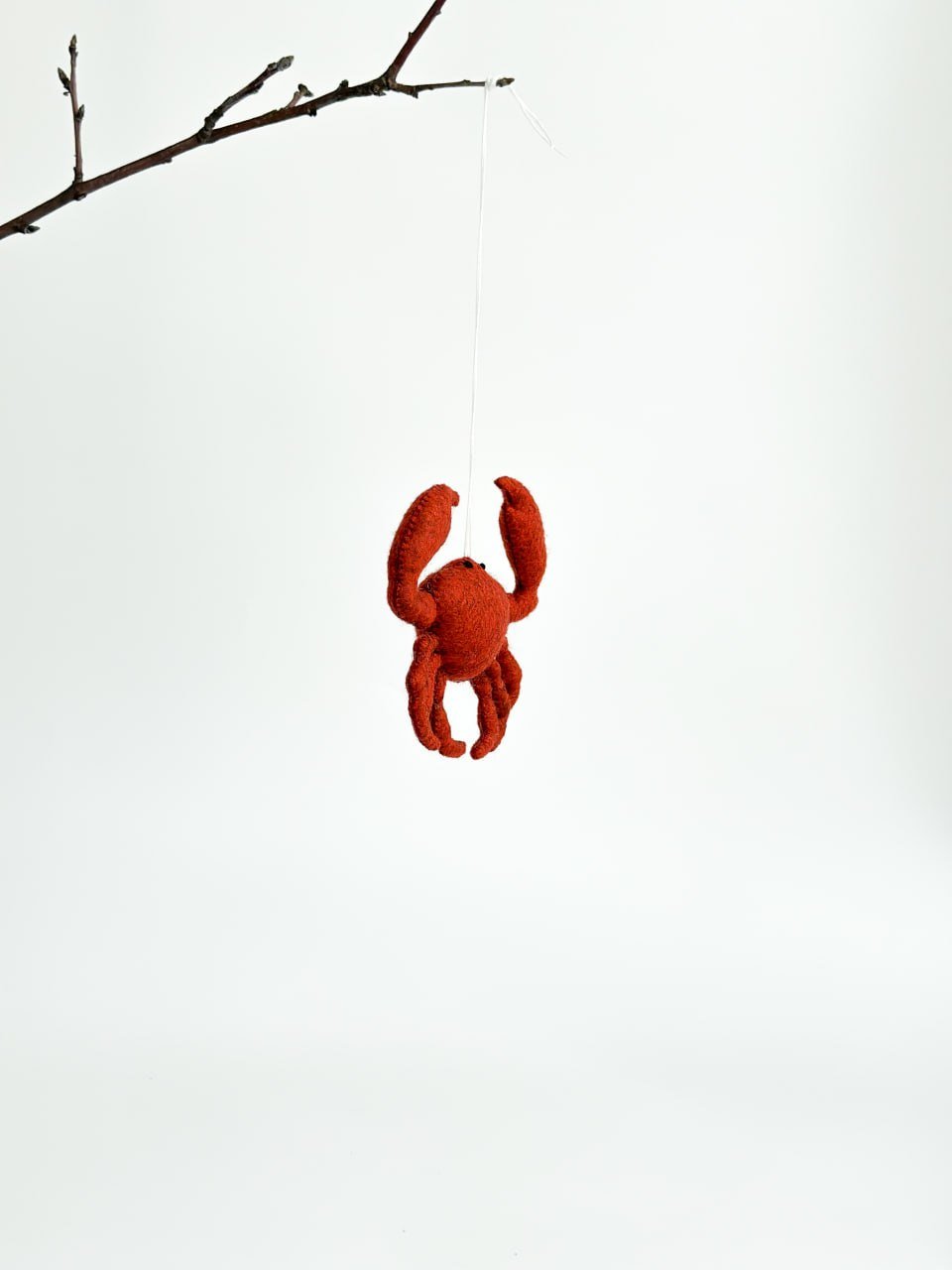 Crab Felt Ornament | Handmade Felt Toy | Ocean Animal Decor - WoollyFox