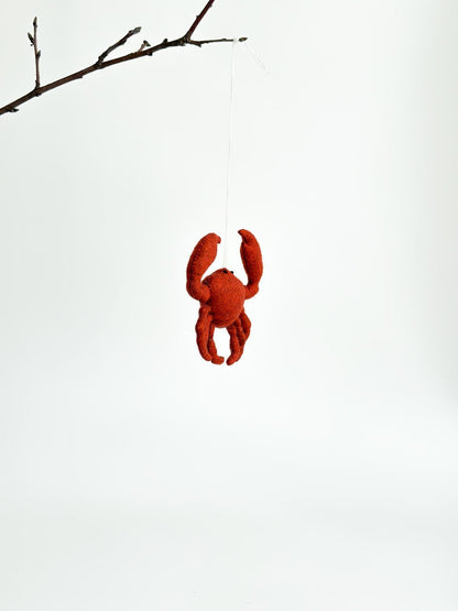 Crab Felt Ornament | Handmade Felt Toy | Ocean Animal Decor - WoollyFox