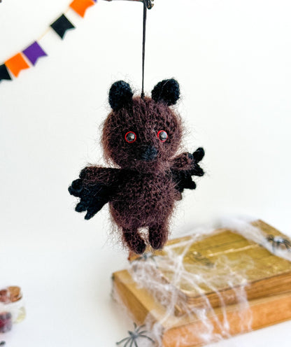 Crochet Bat Car Charm – Rearview Mirror Hanging Ornament Halloween Gift - WoollyFox