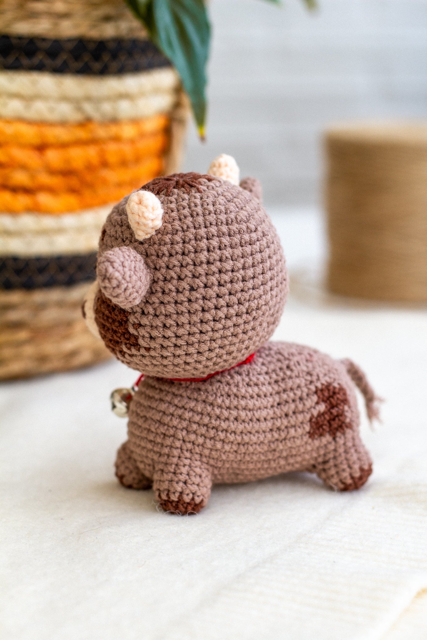 Crochet Bull Plush – Handmade Cotton Amigurumi Toy - WoollyFox