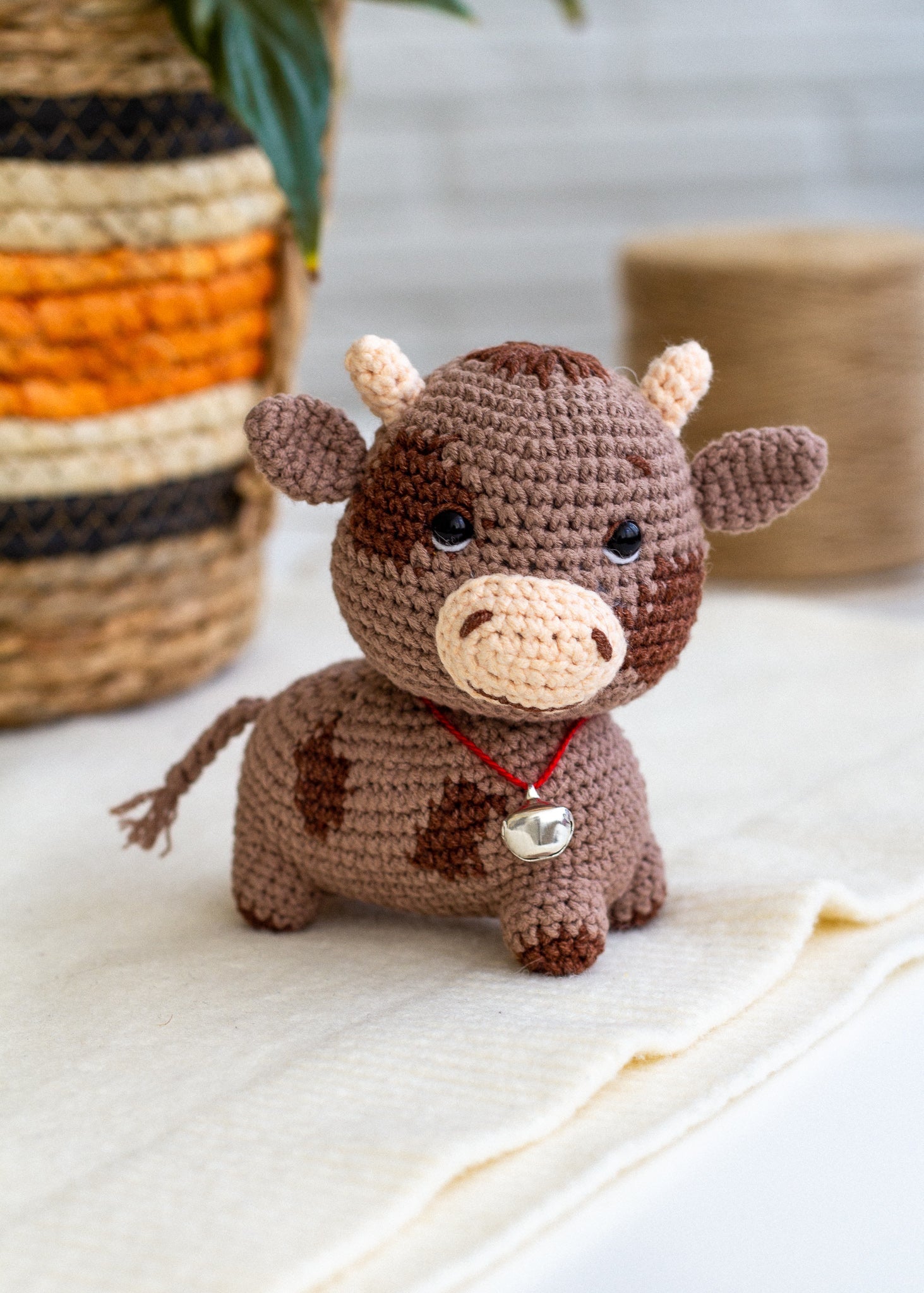 Crochet Bull Plush – Handmade Cotton Amigurumi Toy - WoollyFox