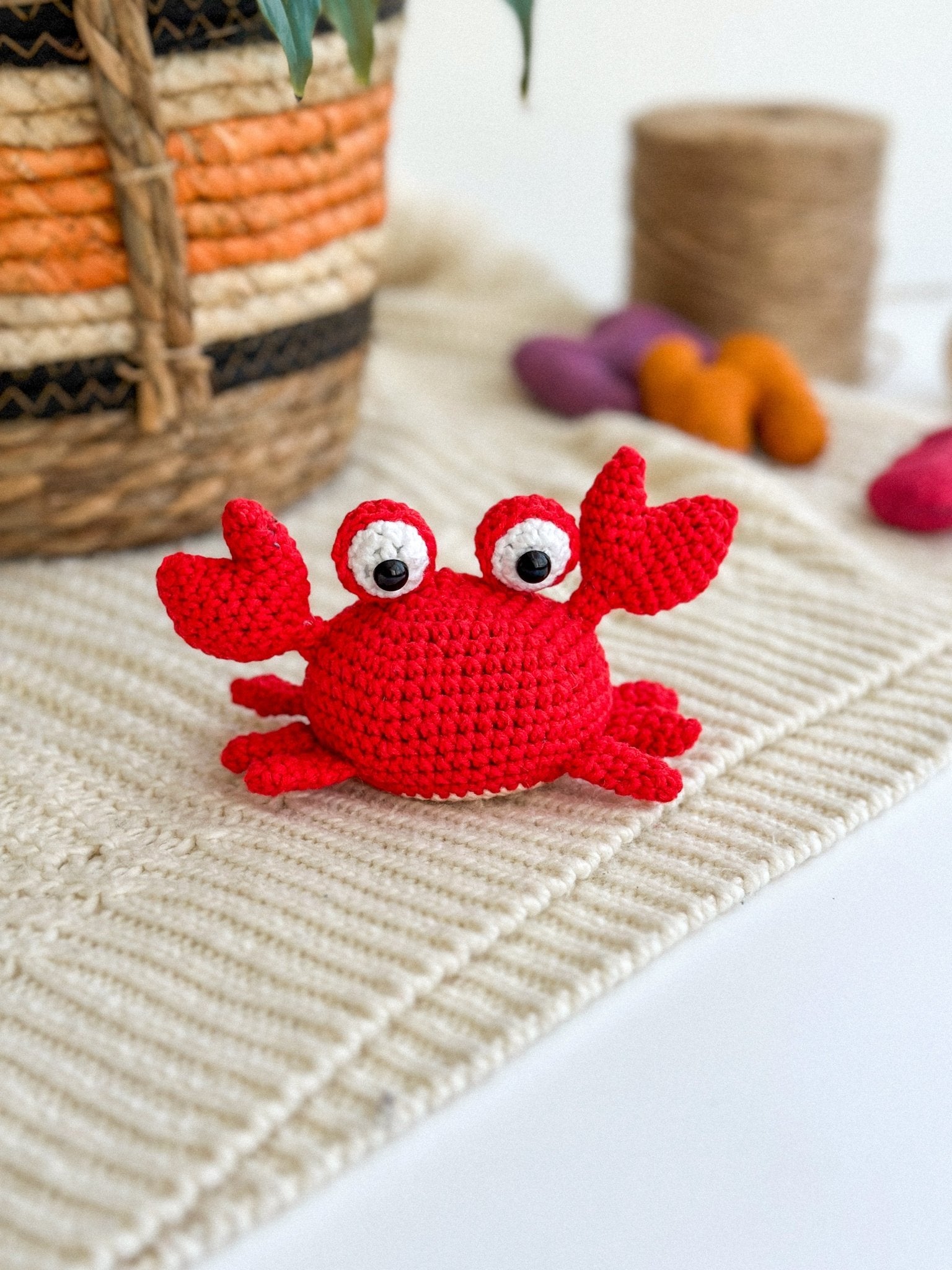 Crochet Crab Toy – Handmade Amigurumi Sea Animal Gift for Kids & Decor - WoollyFox