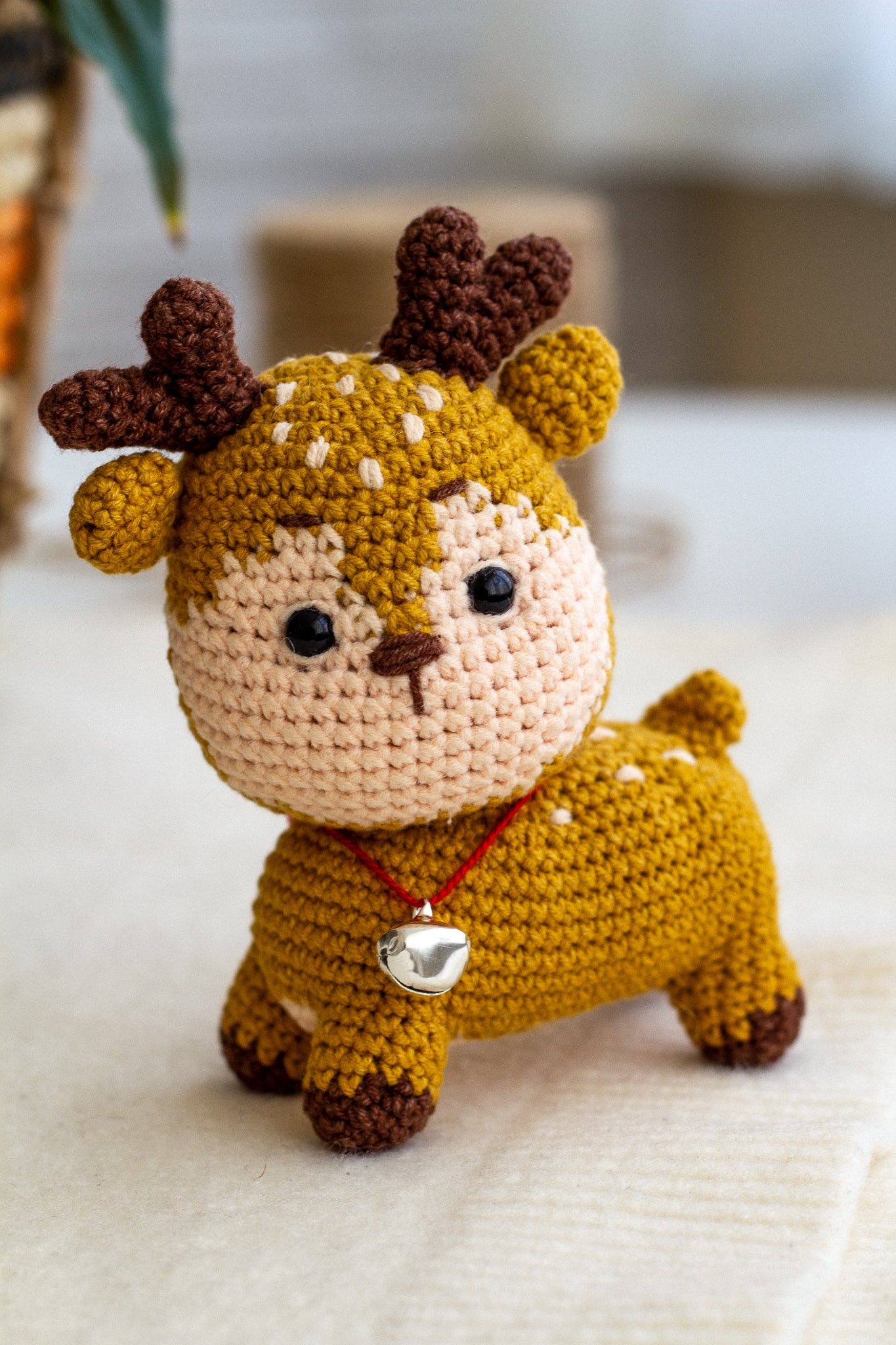 Crochet Deer with Bell Necklace - WoollyFox