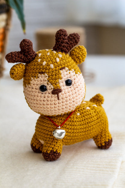 Crochet Deer with Bell Necklace - WoollyFox