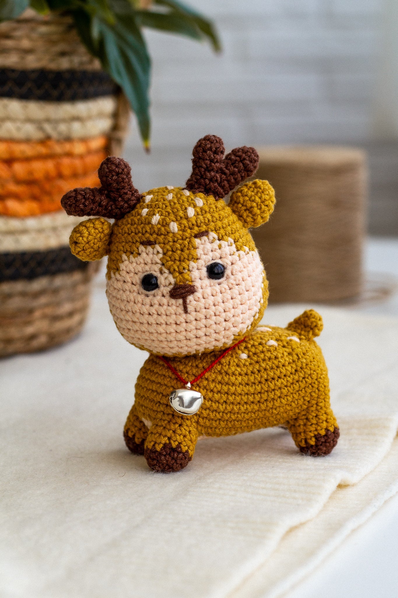Crochet Deer with Bell Necklace - WoollyFox
