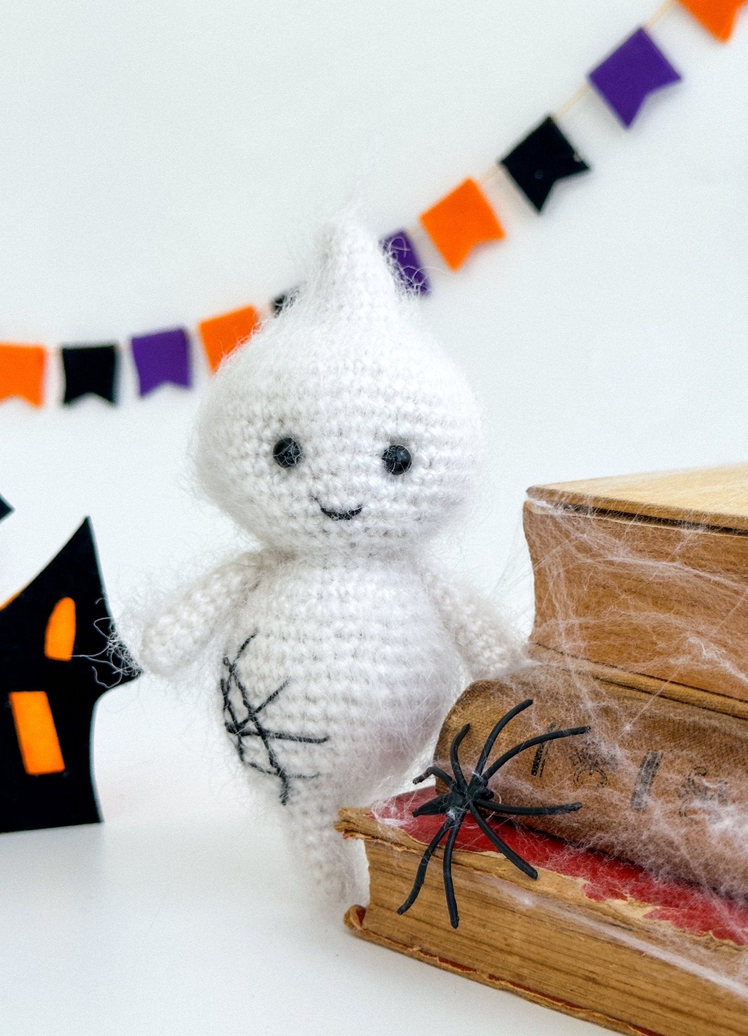 Crochet Ghost Ornament – Fluffy Mohair Halloween Hanging Toy - WoollyFox