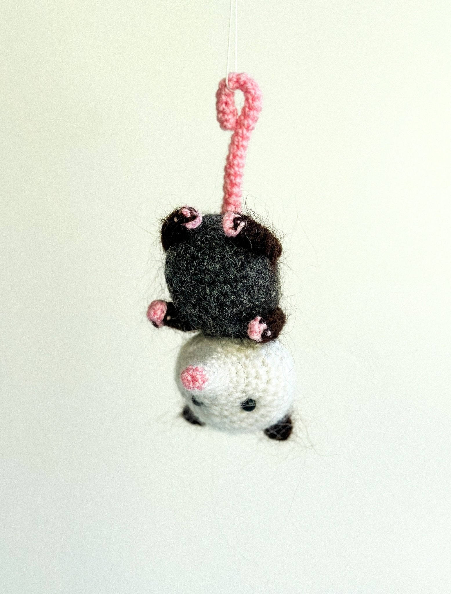 Crochet Opossum Car Charm – Rearview Mirror Hanging Gift Ornament - WoollyFox