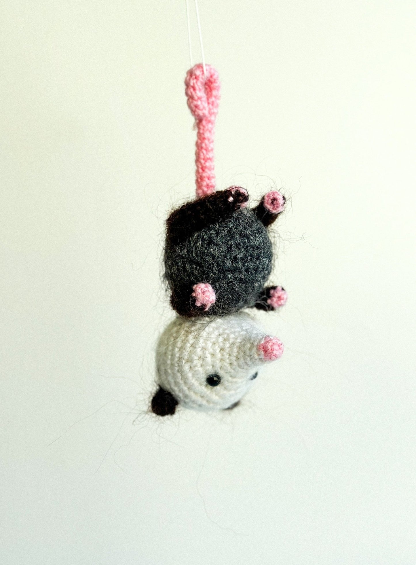 Crochet Opossum Car Charm – Rearview Mirror Hanging Gift Ornament - WoollyFox