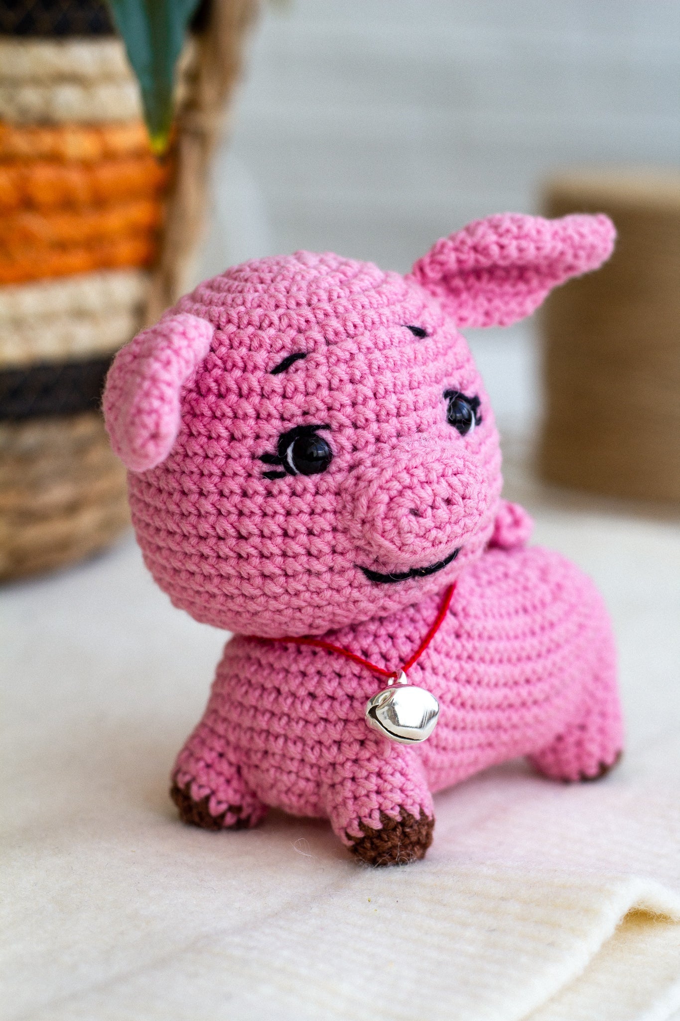 Crochet Pig Plush – Handmade Cotton Amigurumi Toy for Kids - WoollyFox