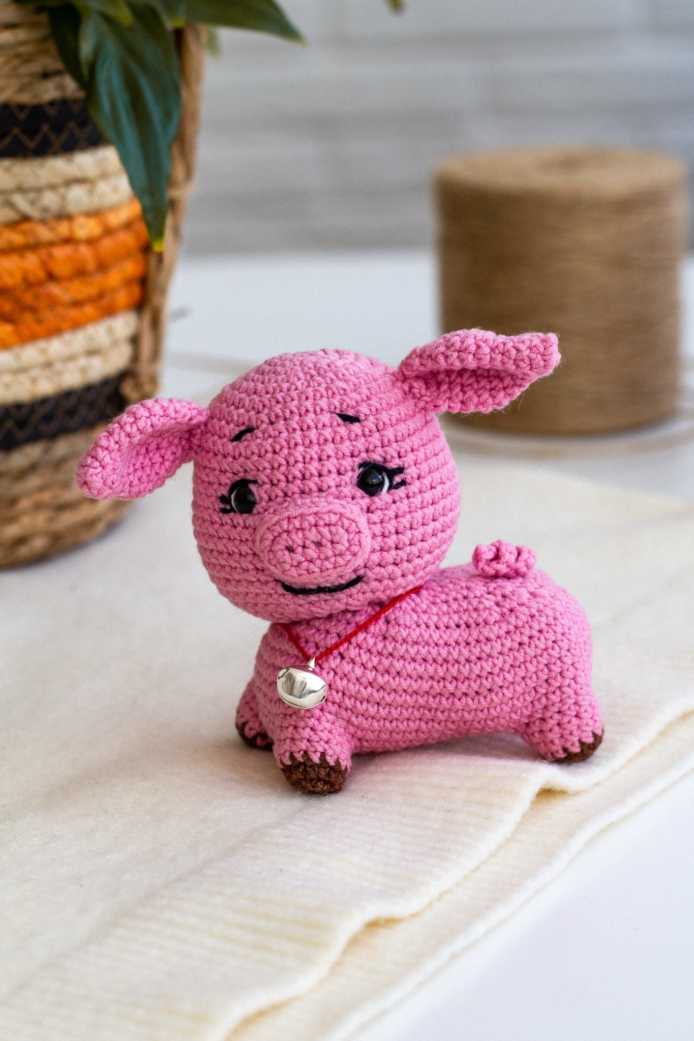 Crochet Pig Plush – Handmade Cotton Amigurumi Toy for Kids - WoollyFox
