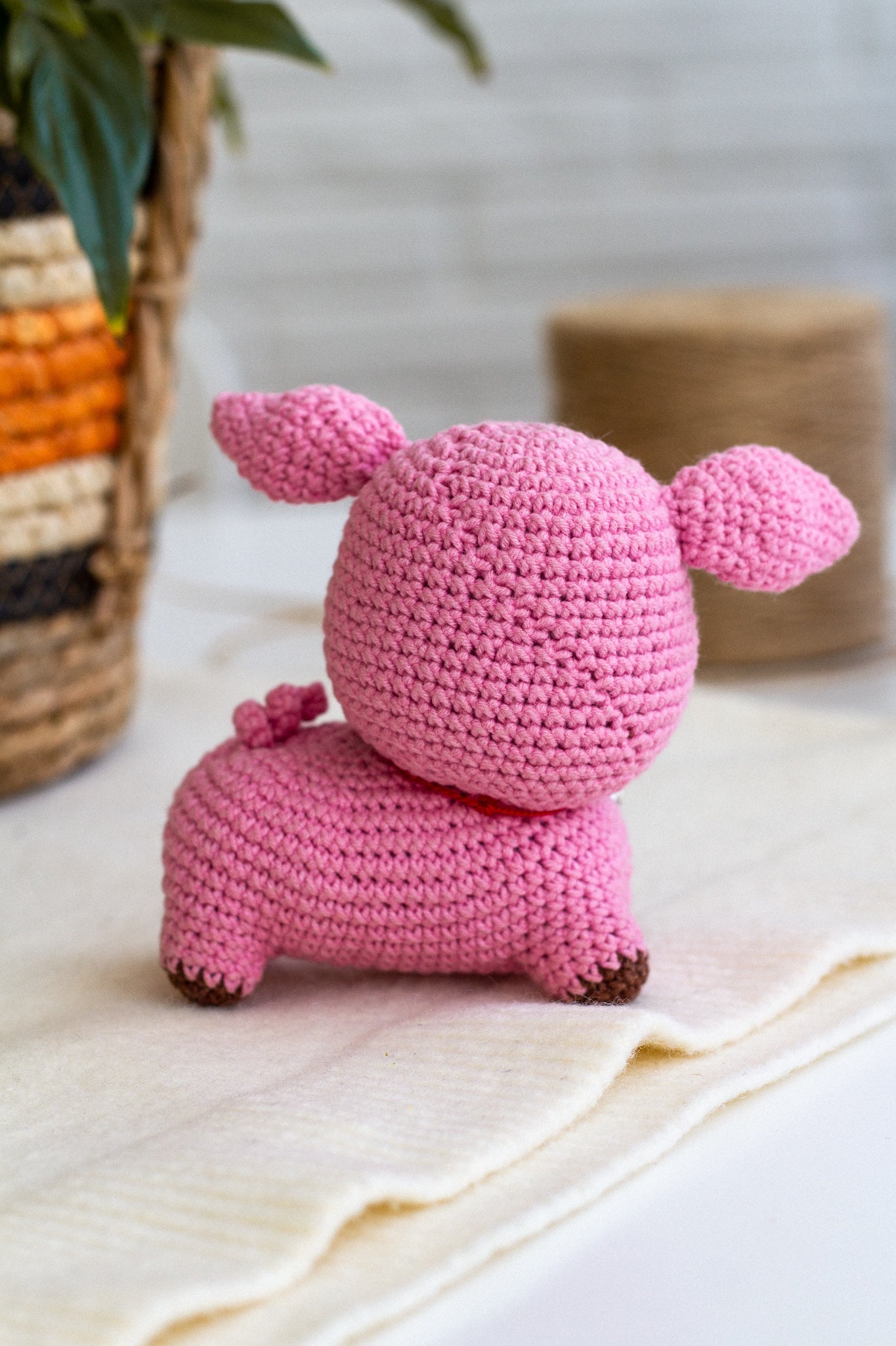 Crochet Pig Plush – Handmade Cotton Amigurumi Toy for Kids - WoollyFox