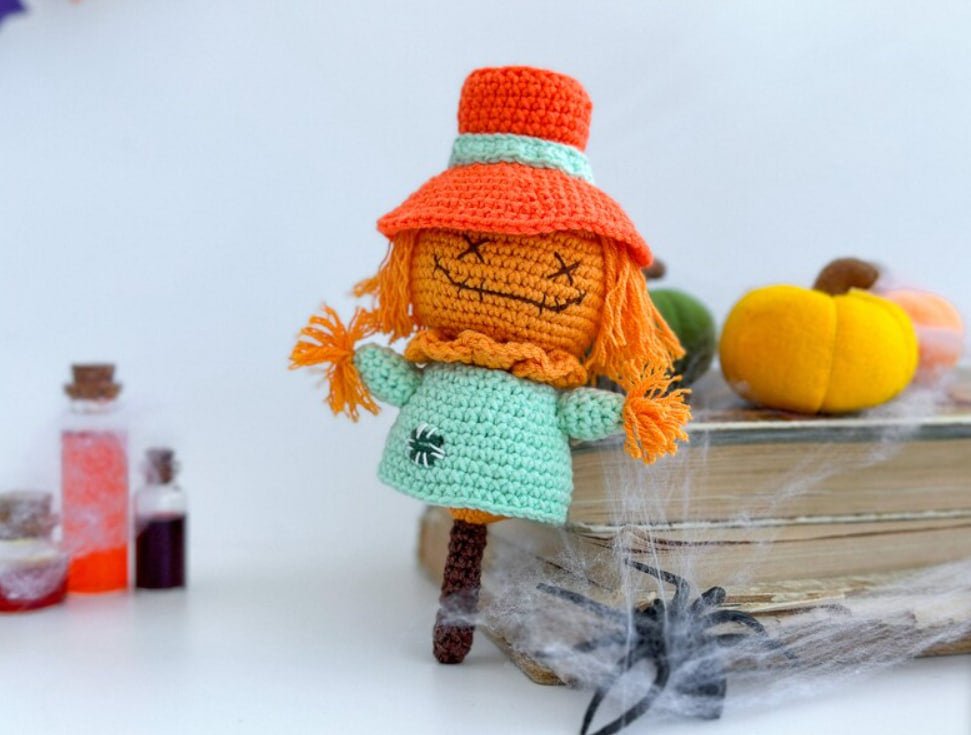 Crochet Scarecrow Doll – Handmade Halloween Decor or Gift Idea - WoollyFox