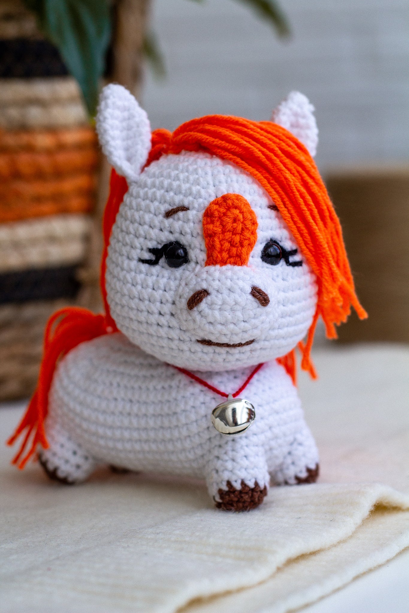 Crochet Unicorn Plush – Handmade Cotton Amigurumi Toy with Bell - WoollyFox
