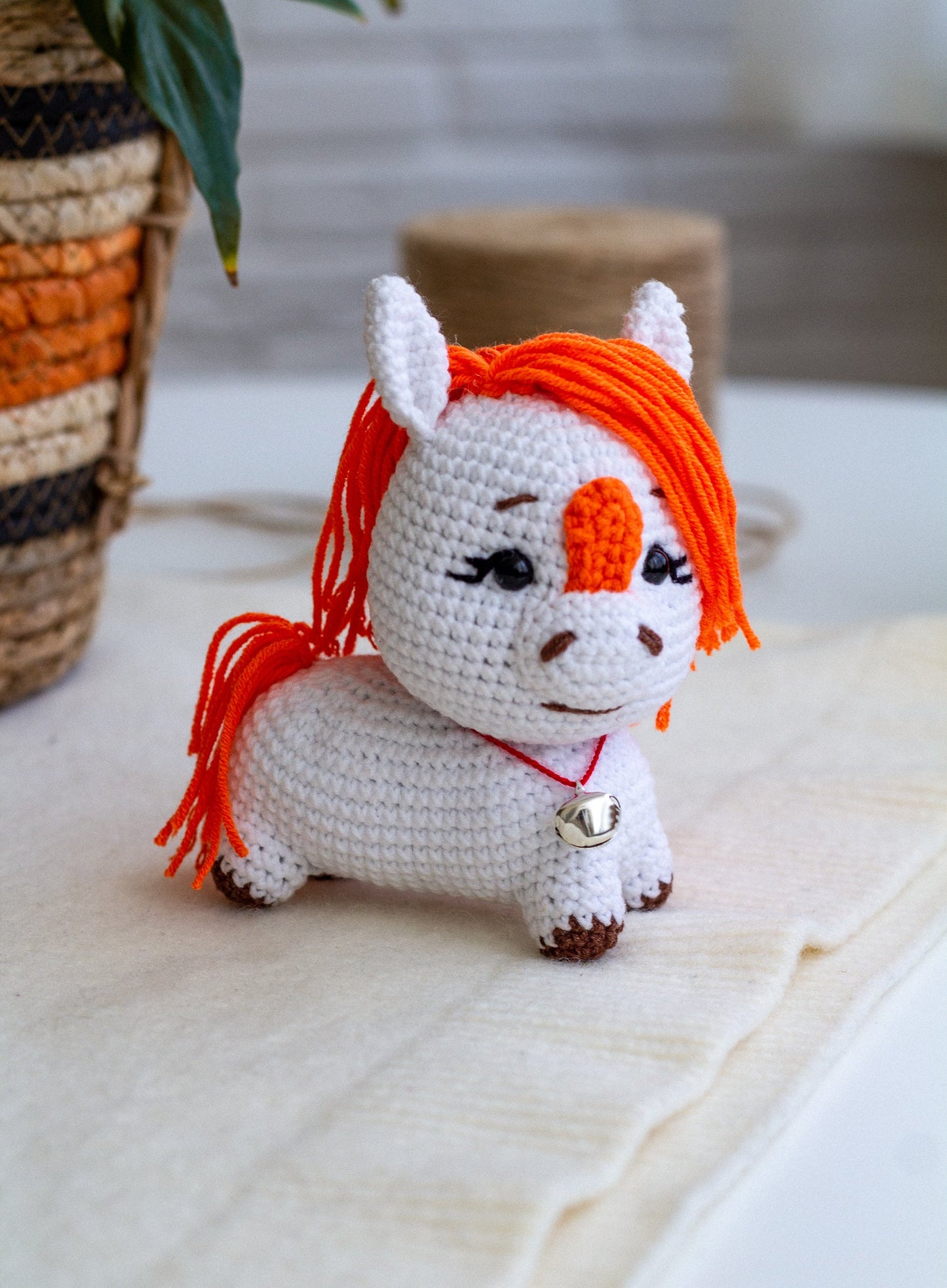 Crochet Unicorn Plush – Handmade Cotton Amigurumi Toy with Bell - WoollyFox