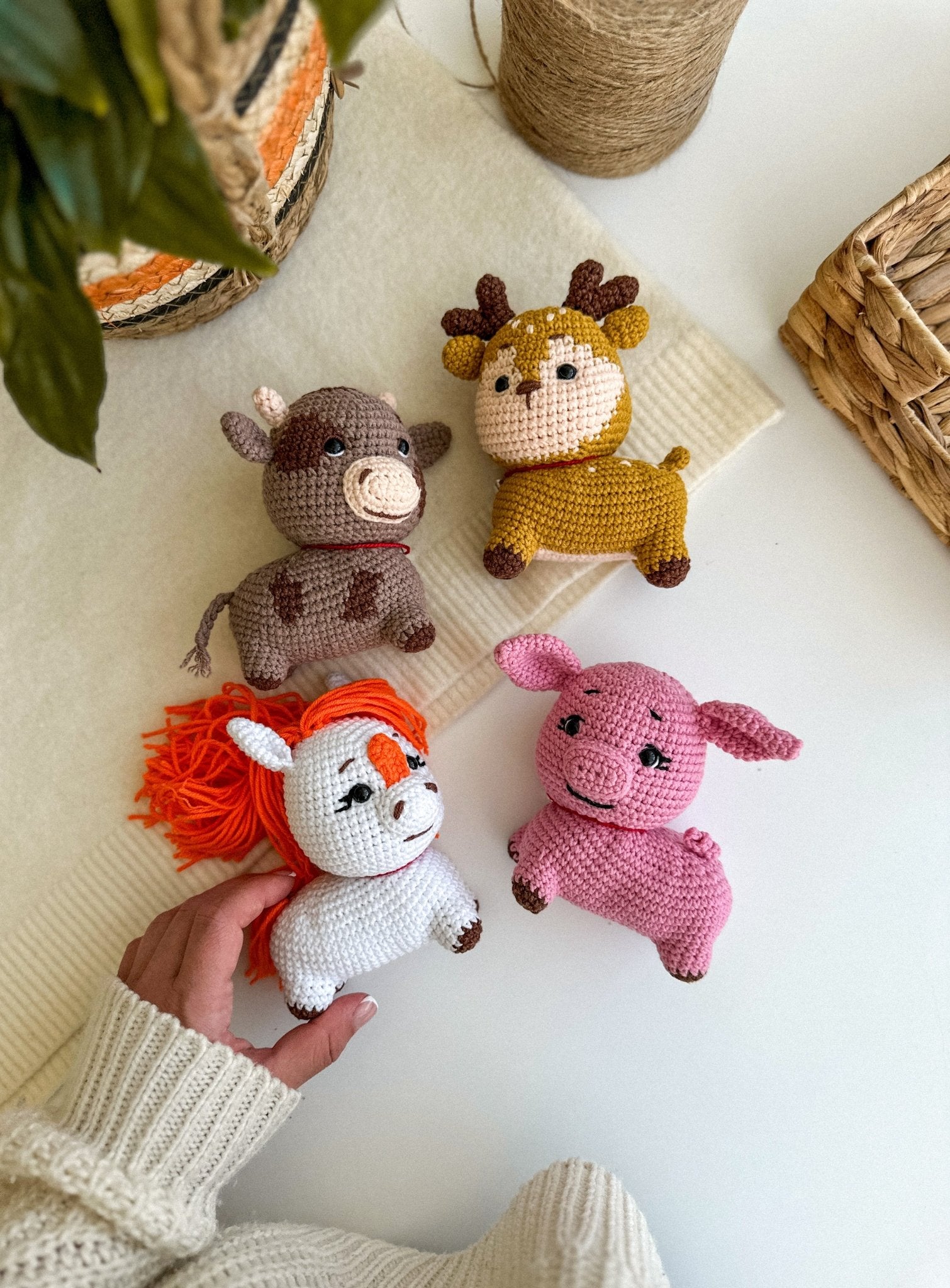 Crochet Unicorn Plush – Handmade Cotton Amigurumi Toy with Bell - WoollyFox