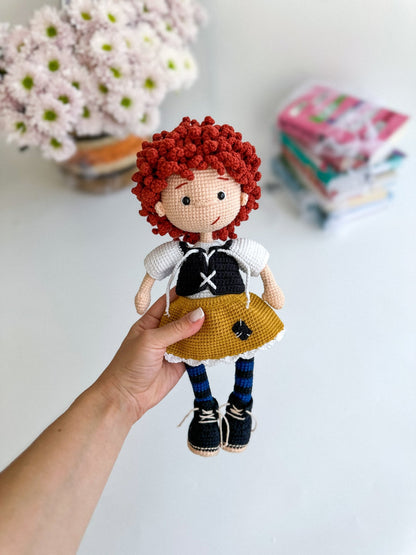 Crochet Witch Girl Doll – Handmade Amigurumi Halloween Gift with Cat - WoollyFox