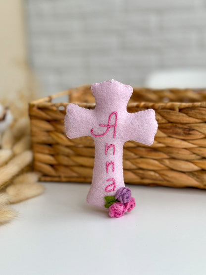 Cross Ornament with Flowers - WoollyFox