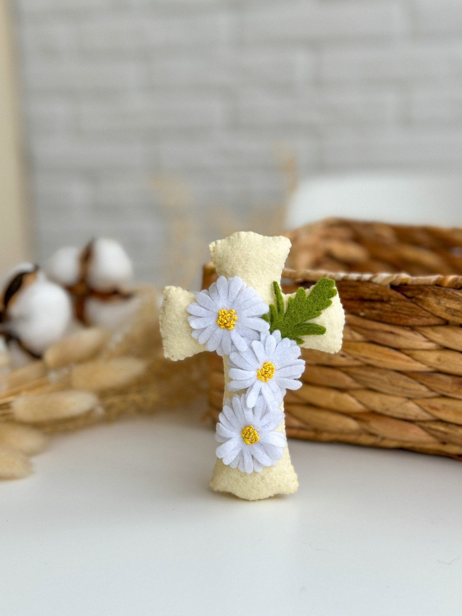 Cross Ornament with Flowers - WoollyFox