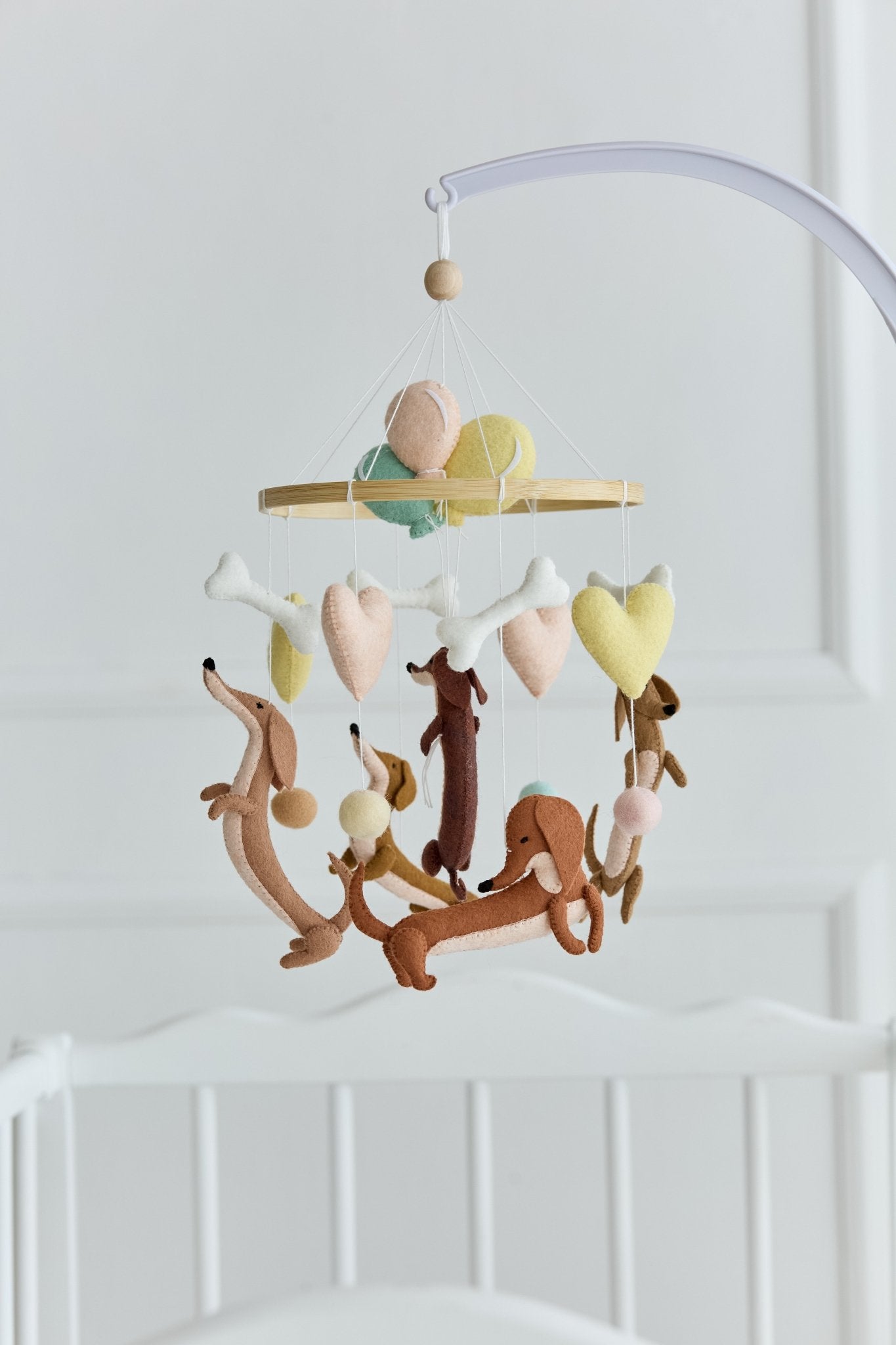 Dachshund Baby Mobile – Felt Dog Crib Mobile for Baby Boy or Girl - WoollyFox