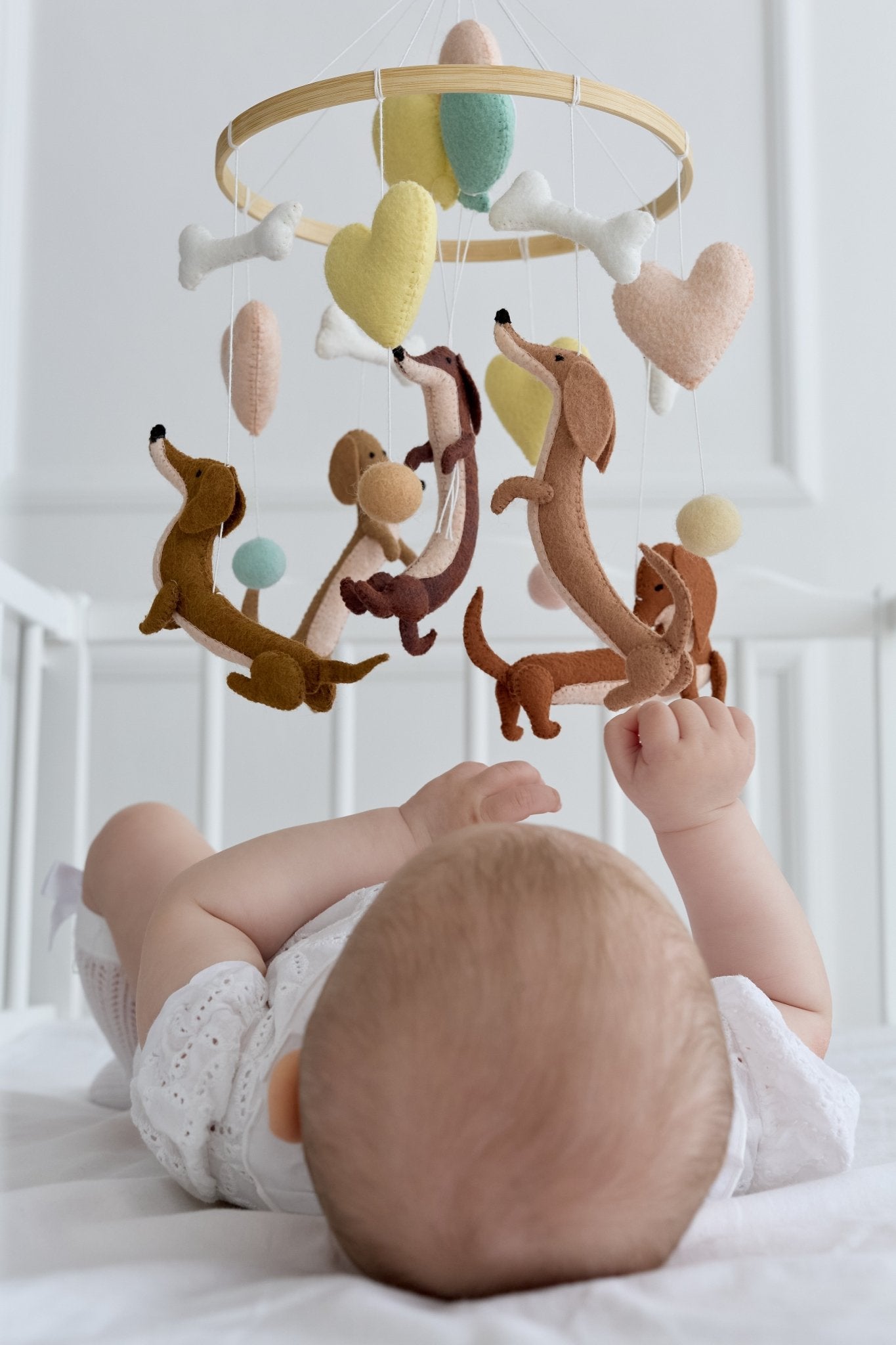 Dachshund Baby Mobile – Felt Dog Crib Mobile for Baby Boy or Girl - WoollyFox