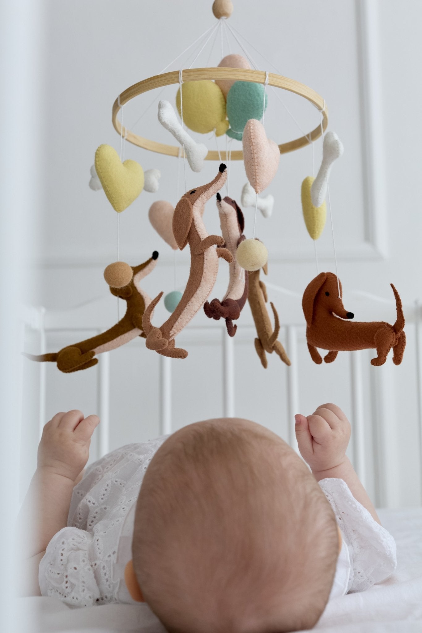 Dachshund Baby Mobile – Felt Dog Crib Mobile for Baby Boy or Girl - WoollyFox