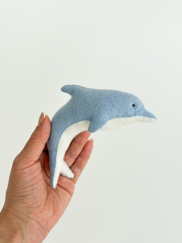 Dolphin Felt Ornament | Handmade Felt Toy | Ocean Animal Decor - WoollyFox