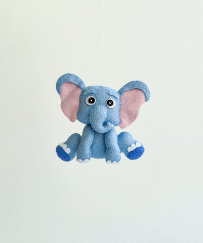 Elephant Felt Ornament | Handmade Felt Toy | Safari Animal Decor - WoollyFox