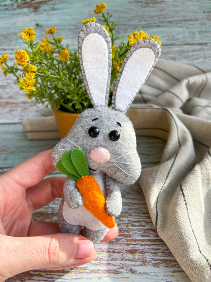 Felt Bunny with Carrot PDF Pattern - WoollyFox