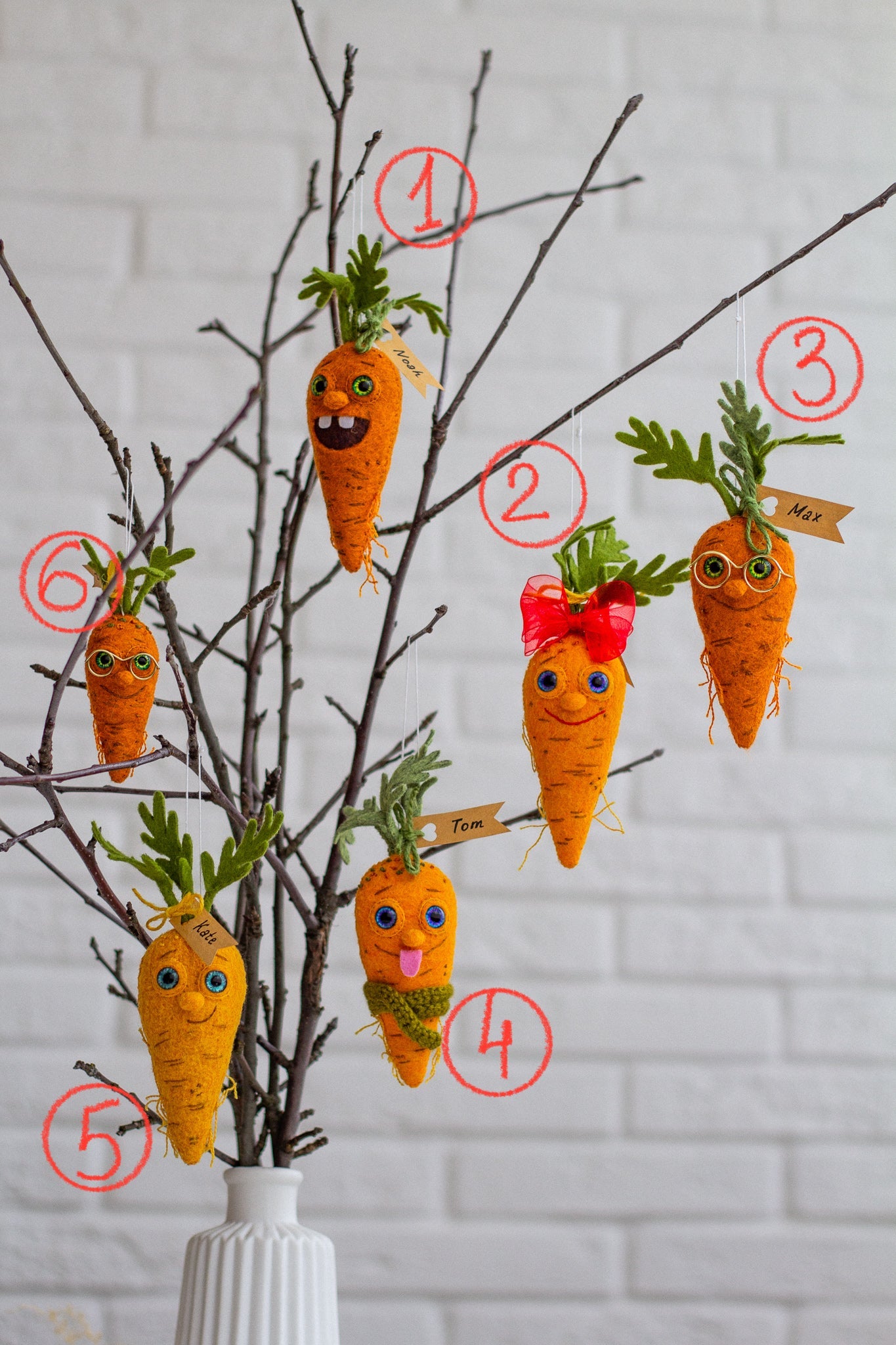 Felt Carrot Decorations – Handmade Felt Easter Accents - WoollyFox