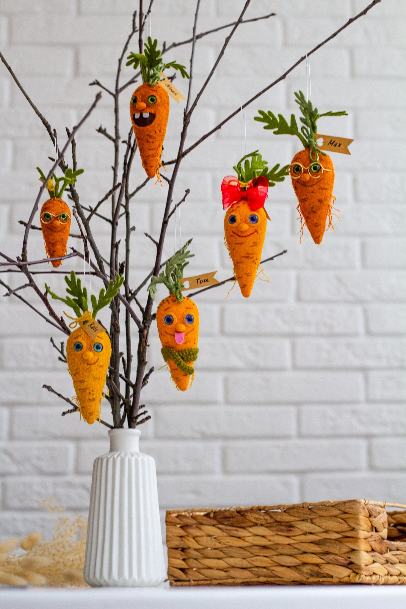 Felt Carrot Decorations – Handmade Felt Easter Accents - WoollyFox