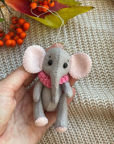 Felt Elephant Ornament - WoollyFox
