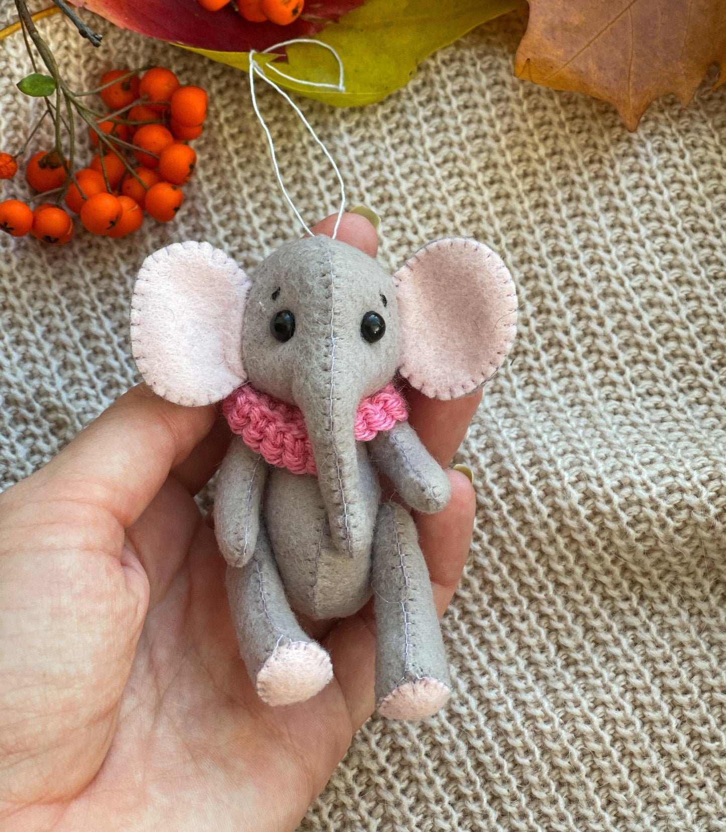 Felt Elephant Ornament - WoollyFox