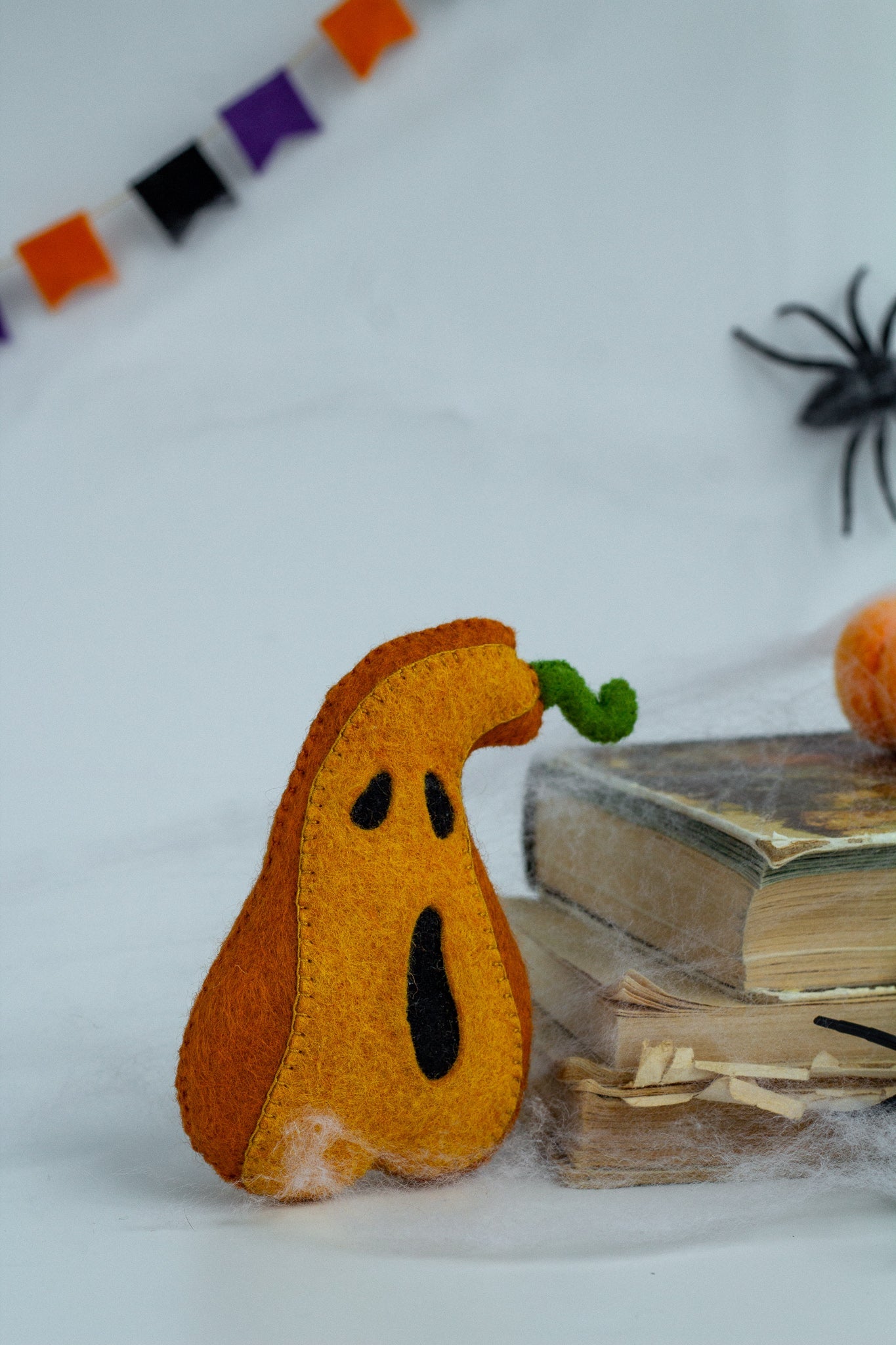 Felt Halloween Pumpkins – Set of 2 Funny Spooky Ornaments for Halloween Decor - WoollyFox