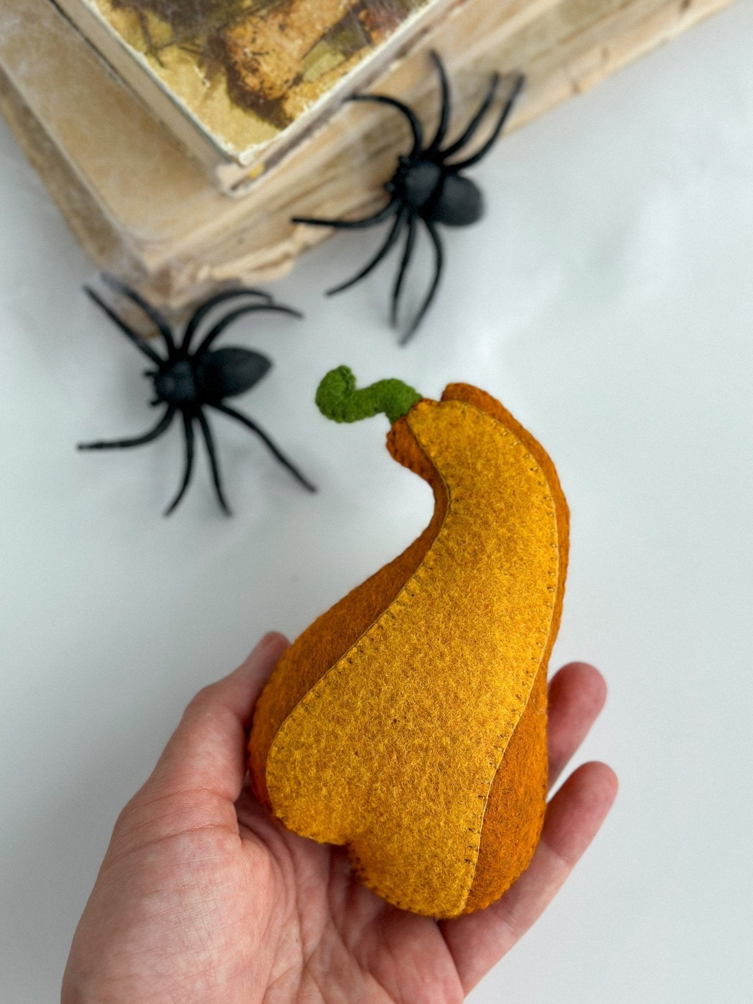Felt Halloween Pumpkins – Set of 2 Funny Spooky Ornaments for Halloween Decor - WoollyFox