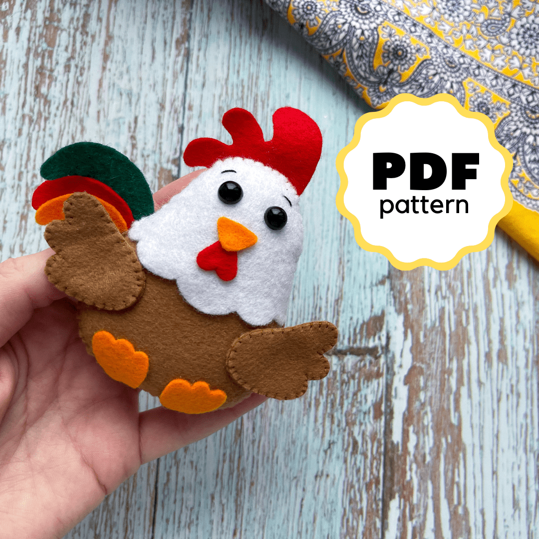 Free Printable Rooster Patterns.pdf Felt Rooster PDF Pattern - WoollyFox