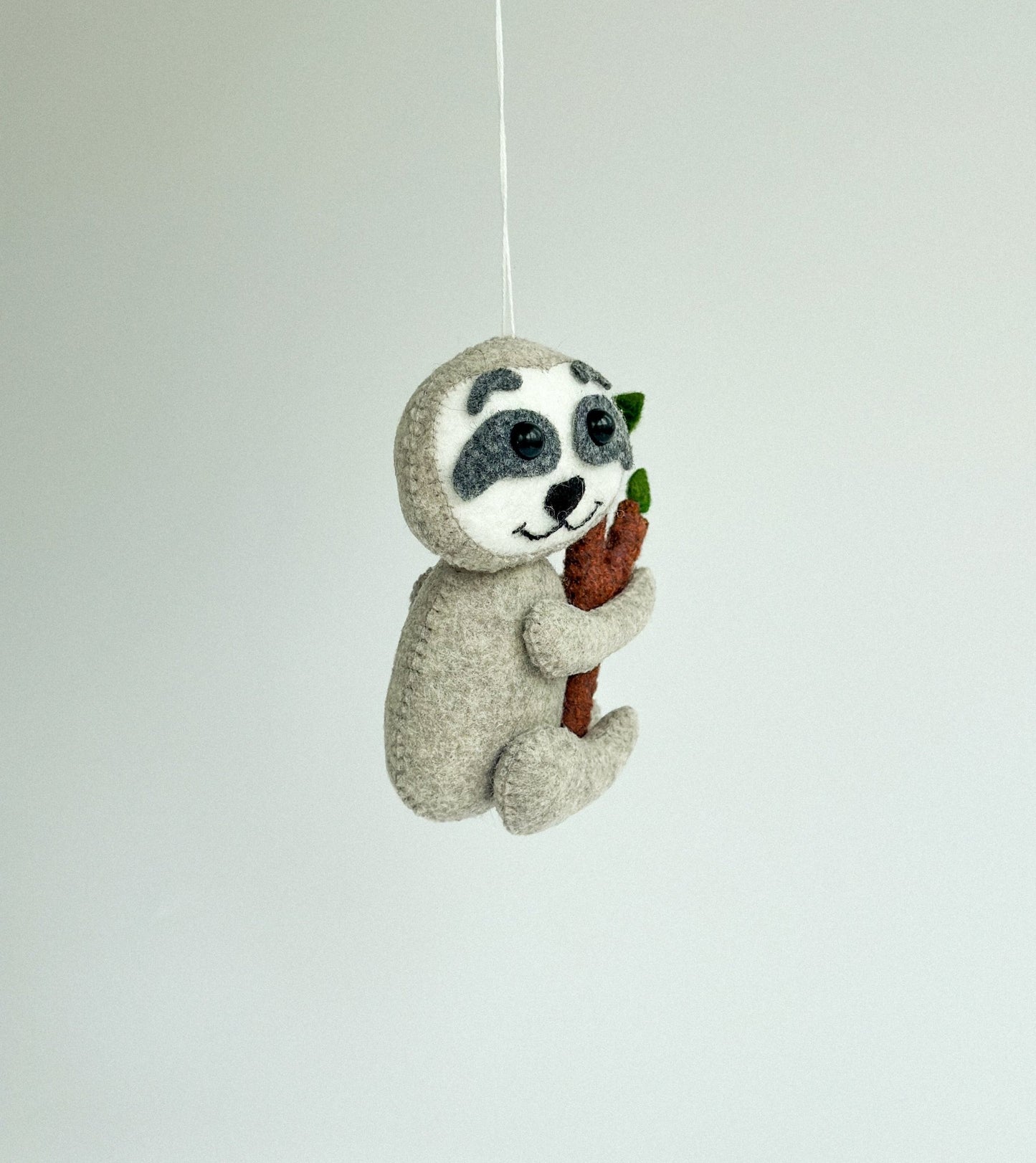 Felt Sloth on Branch Ornament - WoollyFox