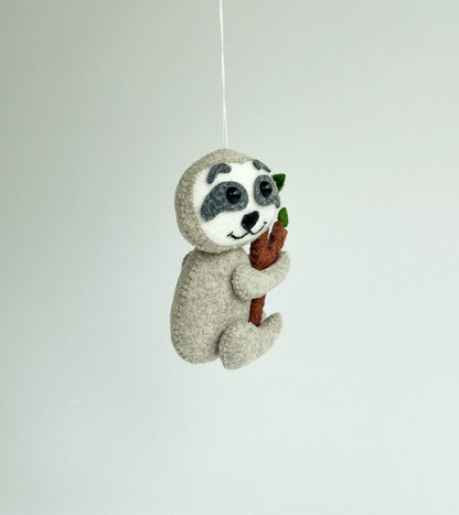 Felt Sloth on Branch Ornament - WoollyFox