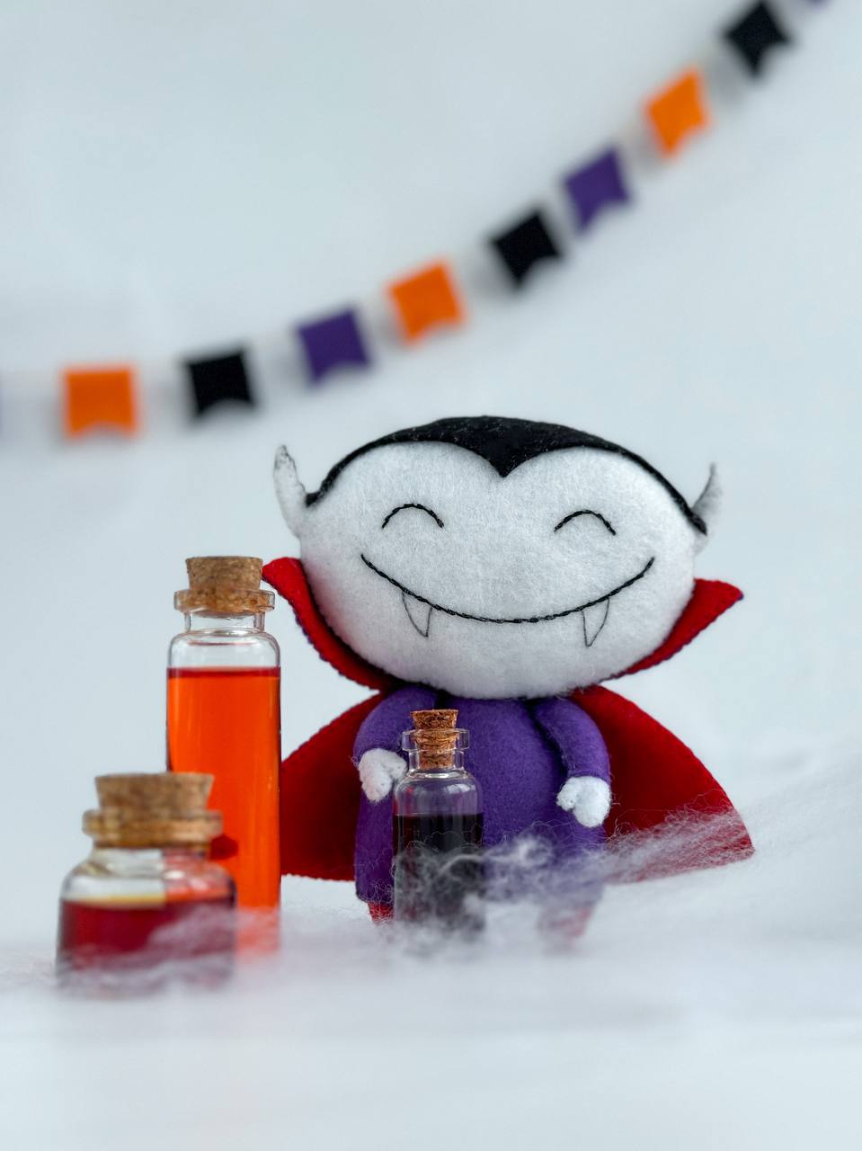 Felt Vampire Ornament – Handmade Halloween Dracula Decoration - WoollyFox