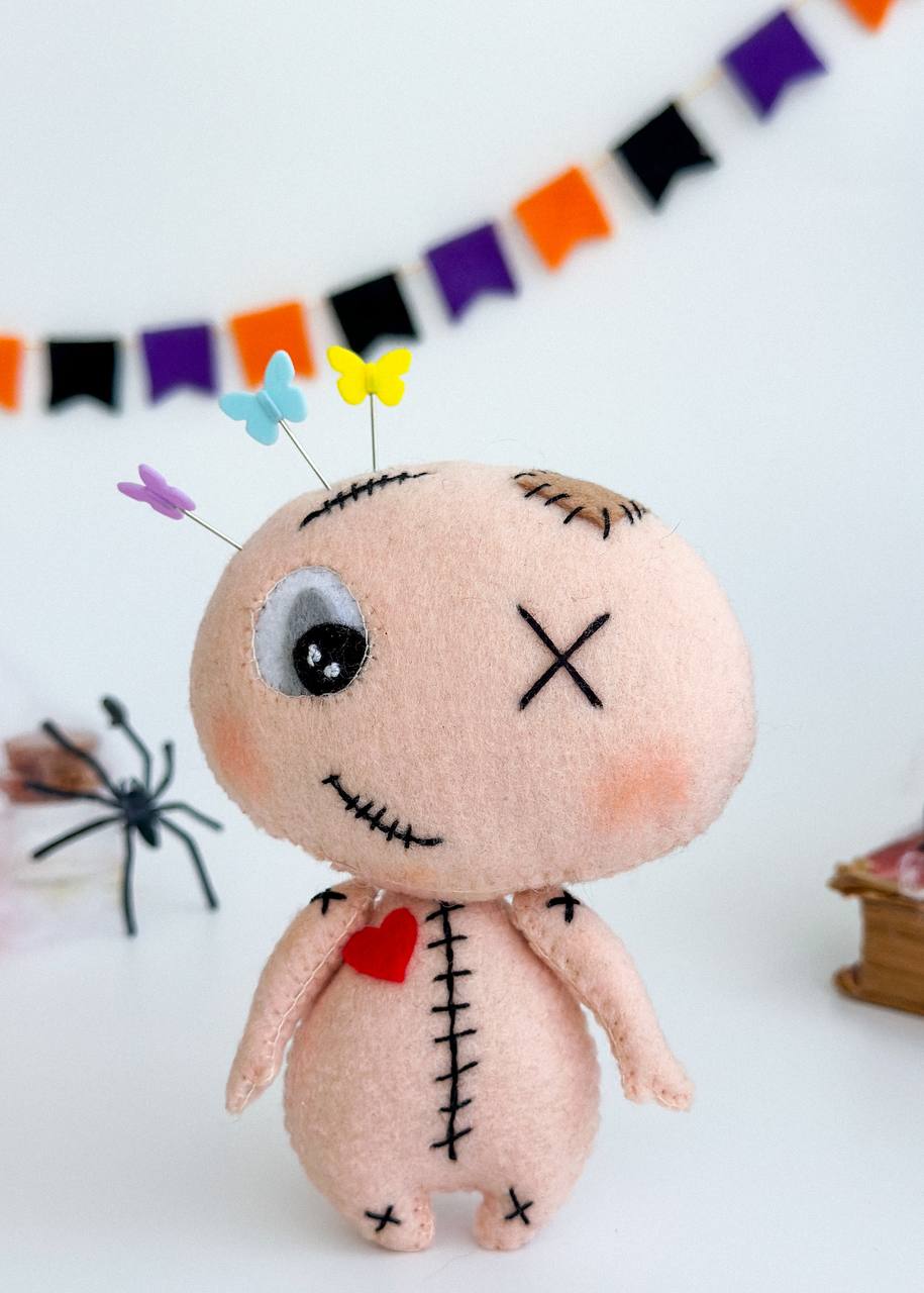 Felt Voodoo Doll Ornament – Spooky Handmade Halloween Decoration - WoollyFox
