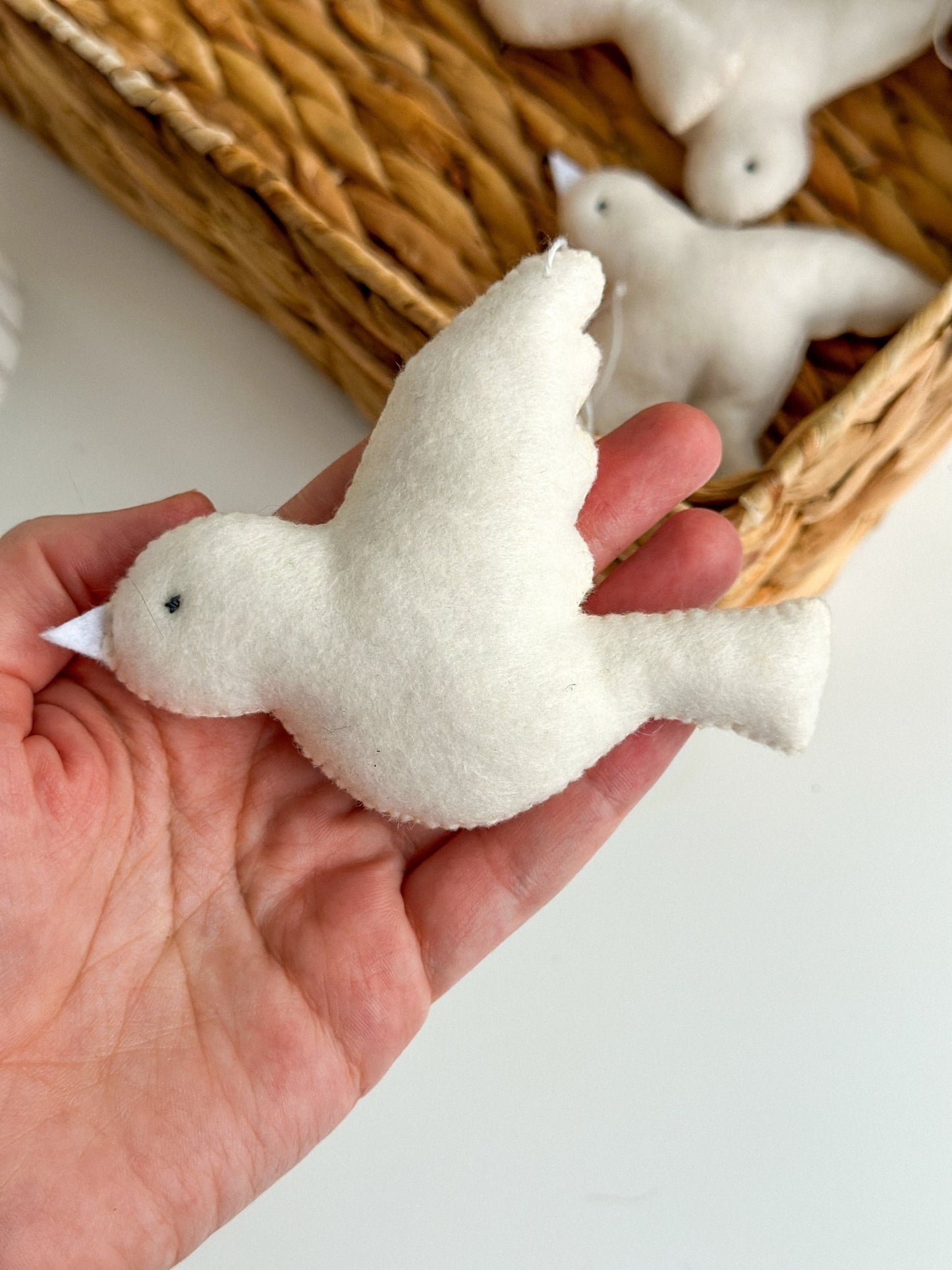 Felt White Bird Ornaments – Handmade Felt Decorations - WoollyFox