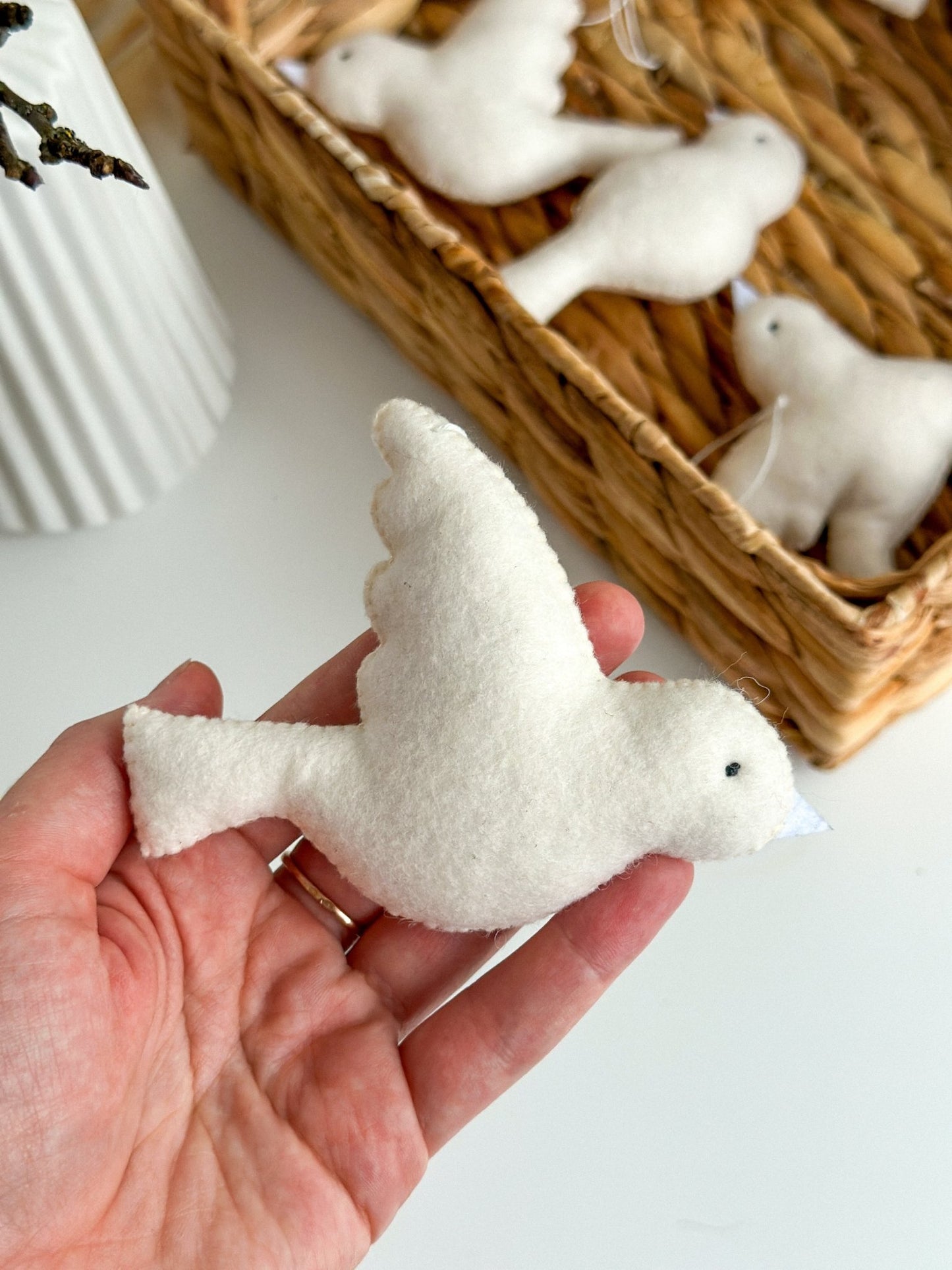 Felt White Bird Ornaments – Handmade Felt Decorations - WoollyFox