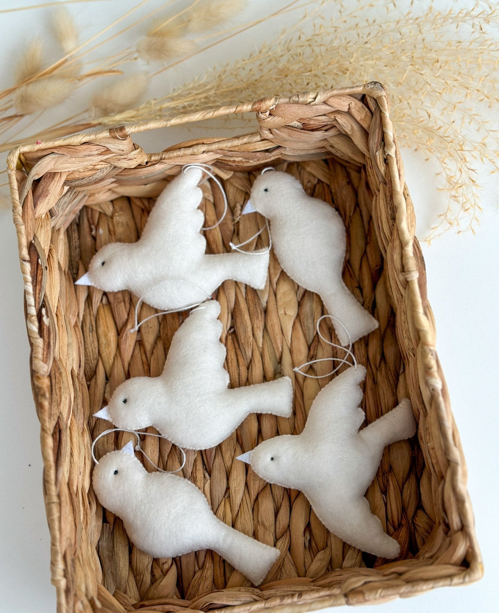 Felt White Bird Ornaments – Handmade Felt Decorations - WoollyFox