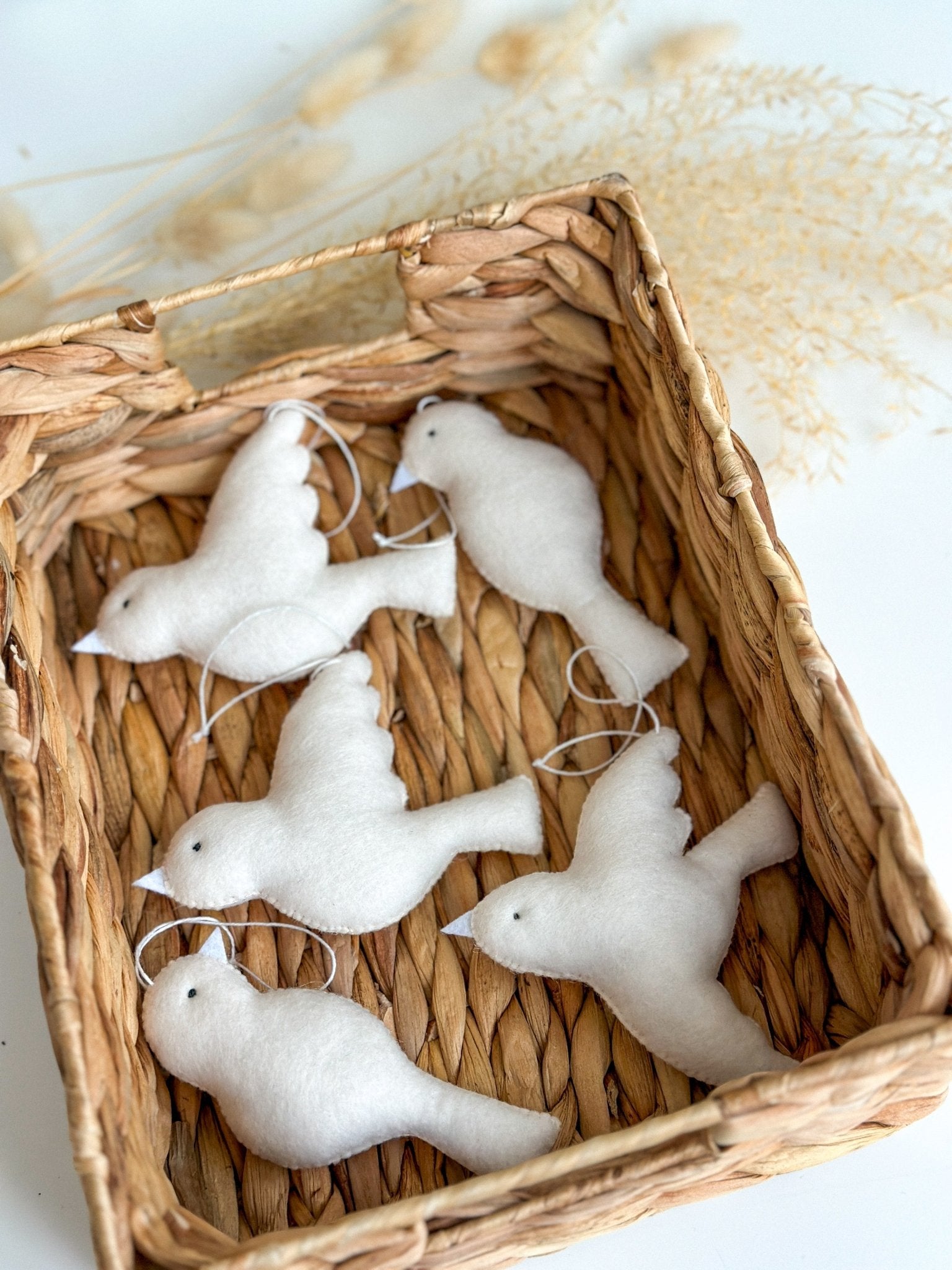 Felt White Bird Ornaments – Handmade Felt Decorations - WoollyFox