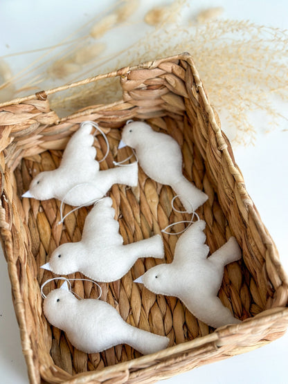 Felt White Bird Ornaments – Handmade Felt Decorations - WoollyFox