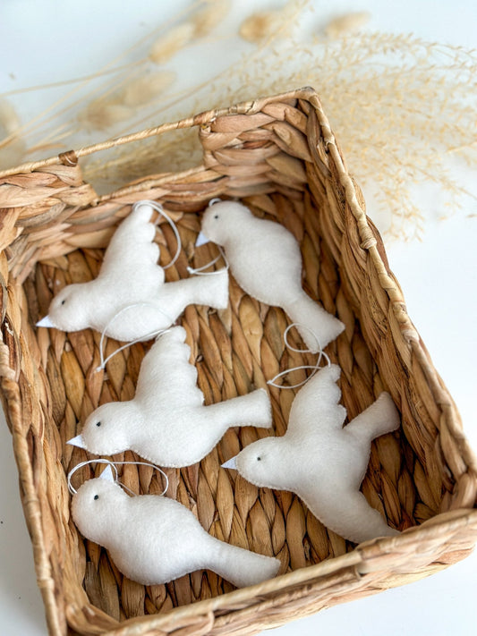 Felt White Bird Ornaments – Handmade Felt Decorations - WoollyFox
