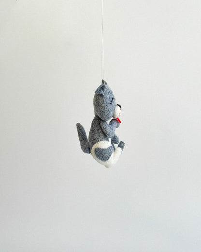 Felted Cat Ornament - WoollyFox